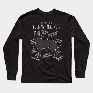 Black Belgian Malinois Dog Anatomy Long Sleeve T-Shirt